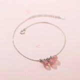 925 Silver Strawberry Crystal Beads Anklet Wedding Jewelry
