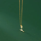 925 Silver Sweet Tulip CZ Necklace Women Wedding Party Fine Jewelry