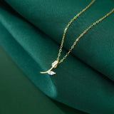 925 Silver Sweet Tulip CZ Necklace Women Wedding Party Fine Jewelry