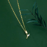 925 Silver Sweet Tulip CZ Necklace Women Wedding Party Fine Jewelry
