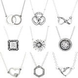925 Silver Circles Crown Heart Necklace Charm Jewelry