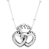 925 Silver Circles Crown Heart Necklace Charm Jewelry