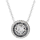 925 Silver Circles Crown Heart Necklace Charm Jewelry