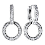 Entwined Circles U-shaped Double Hoop Earrings 925 Sterling Silver For Women