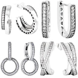 Entwined Circles U-shaped Double Hoop Earrings 925 Sterling Silver For Women