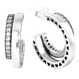 Entwined Circles U-shaped Double Hoop Earrings 925 Sterling Silver For Women