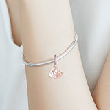 Entwined Hearts Dangle Charm Silver Beads for Bracelets Gift