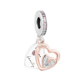 Entwined Hearts Dangle Charm Silver Beads for Bracelets Gift