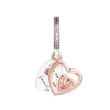 Entwined Hearts Dangle Charm Silver Beads for Bracelets Gift