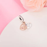 Entwined Hearts Dangle Charm Silver Beads for Bracelets Gift