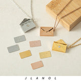 Envelope Locket Necklace Hidden Message Pendant Stainless Steel Jewelry