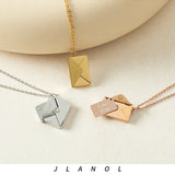 Envelope Locket Necklace Hidden Message Pendant Stainless Steel Jewelry