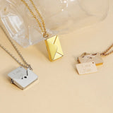 Rose Silver Envelope Locket Necklace Love Secret Message Pendant