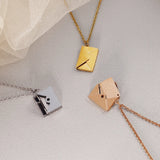 Rose Silver Envelope Locket Necklace Love Secret Message Pendant