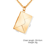 Rose Silver Envelope Locket Necklace Love Secret Message Pendant