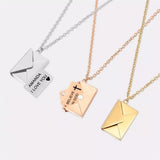 Envelope Necklace Secret Message Letter Necklace Mail Personalized Name Necklace