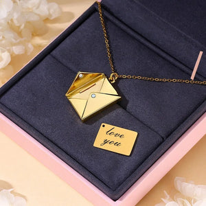 Envelope Necklace Secret Message Letter Necklace Mail Personalized Name Necklace