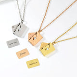 Envelope Necklace Secret Message Letter Necklace Mail Personalized Name Necklace