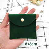 Green Velvet Jewelry Gift Bag with Snap Fastener Dust Proof Storage