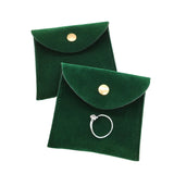 Green Velvet Jewelry Gift Pouch with Snap Fastener Dust Proof Storage