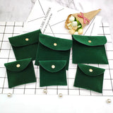 Green Velvet Jewelry Gift Bag with Snap Fastener Dust Proof Storage