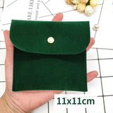 Green Velvet Jewelry Gift Pouch with Snap Fastener Dust Proof Storage