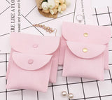 Pink Velvet Jewelry Gift Bag Snap Fastener Dust Proof Storage Pouch