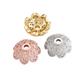 Environmental Brass CZ Bead Caps, Mix of Random, 11x4.8mm
