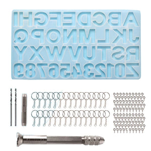 Epoxy Casting Mold Set with Drill and Keyrings for DIY Resin Supplies