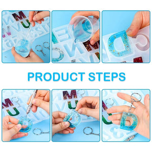Epoxy Casting Mold Set with Drill and Keyrings for DIY Resin Supplies