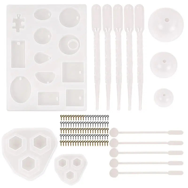 Epoxy Casting Molds Set Silicone Casting Tools Resin Jewelry Pendant Making Mold