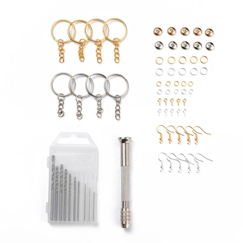 Resin Ball Keychain & Earring Kit w/ Drill Bits & Hooks