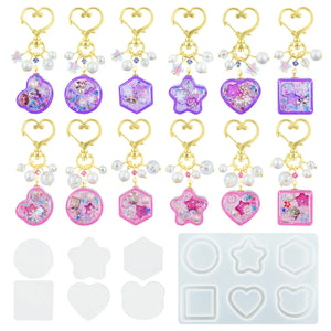 Mini Quicksand Love Hexagon Round Silicone Mold for Jewelry