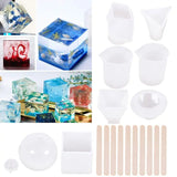 Epoxy Resin Molds Kit Cube Pyramid Stone Resin Mold Mixing Cup