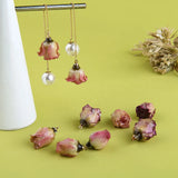 Epoxy Dried Rose Buds for DIY Jewelry, Real Flower Earring Material