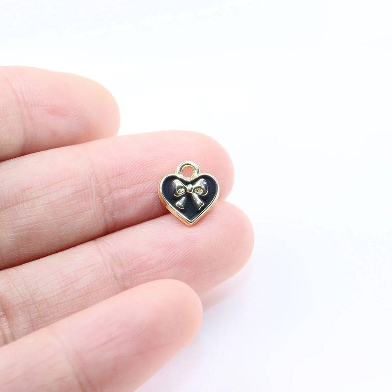 10pcs 10mm Heart Epoxy Charms DIY Jewelry Kit