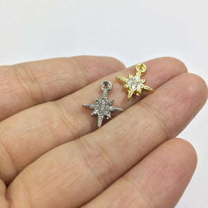 10pcs 10mm Rhinestone Star Charms Pendant DIY Jewelry 2 Colors