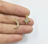10pcs 10mm Rhinestone Star Charms Pendant DIY Jewelry 2 Colors