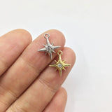 10pcs 12mm Star Rhinestone Coin Zinc Alloy Necklace Earring Bracelet DIY