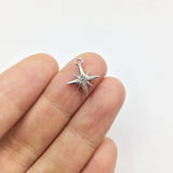 10pcs 12mm Star Rhinestone Coin Zinc Alloy Necklace Earring Bracelet DIY