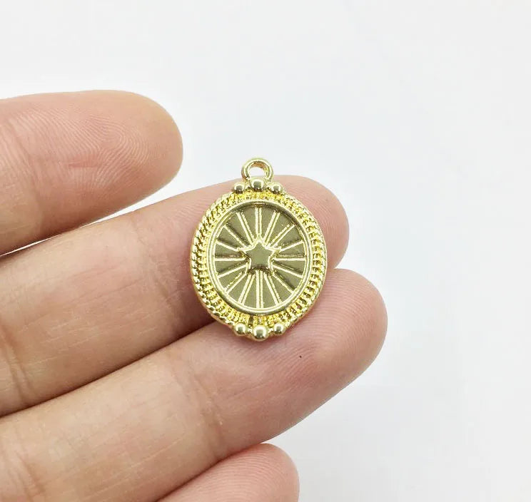 10pcs 15*20mm Round Star Zinc Alloy DIY Jewelry Charms Pendant