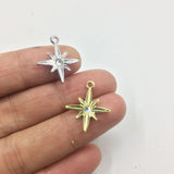 10pcs 16mm Six-pointed star Zinc alloy Charms Pendant with Stone DIY Jewelry