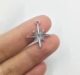 10pcs 16mm Six-pointed star Zinc alloy Charms Pendant with Stone DIY Jewelry