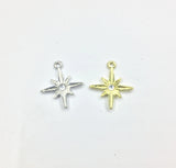 10pcs 16mm Six-pointed star Zinc alloy Charms Pendant with Stone DIY Jewelry