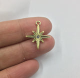 10pcs 16mm Six-pointed star Zinc alloy Charms Pendant with Stone DIY Jewelry