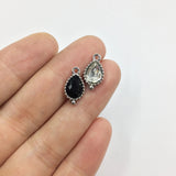 10pcs Oval Glass Beads Zinc Alloy Charms Pendant Jewelry DIY 2 Colors