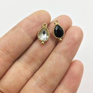10pcs Oval Glass Beads Zinc Alloy Charms Pendant Jewelry DIY 2 Colors