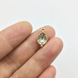 10pcs Oval Glass Beads Zinc Alloy Charms Pendant Jewelry DIY 2 Colors