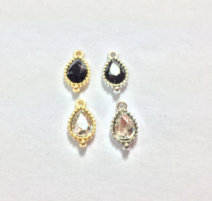 10pcs Oval Glass Beads Zinc Alloy Charms Pendant Jewelry DIY 2 Colors