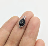 10pcs Oval Glass Beads Zinc Alloy Charms Pendant Jewelry DIY 2 Colors